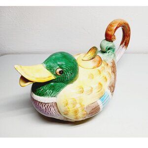 Vintage cute duck ceramic pot for decoration or use as a water can